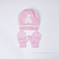 Chapeau tricoté personnalisé et gants tricotés pour bébé